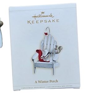 Hallmark Ornament A Winter Perch 2006 Adirondack Chair Winter Scene with ice ska
